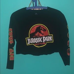 Long Sleeve Jurassic Park Crop Top